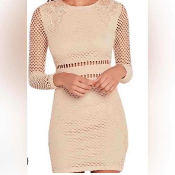 Carli Bybel Bodycon dress size 4 cream colored  bodycon crocheted look with lace - Picture 1 of 9